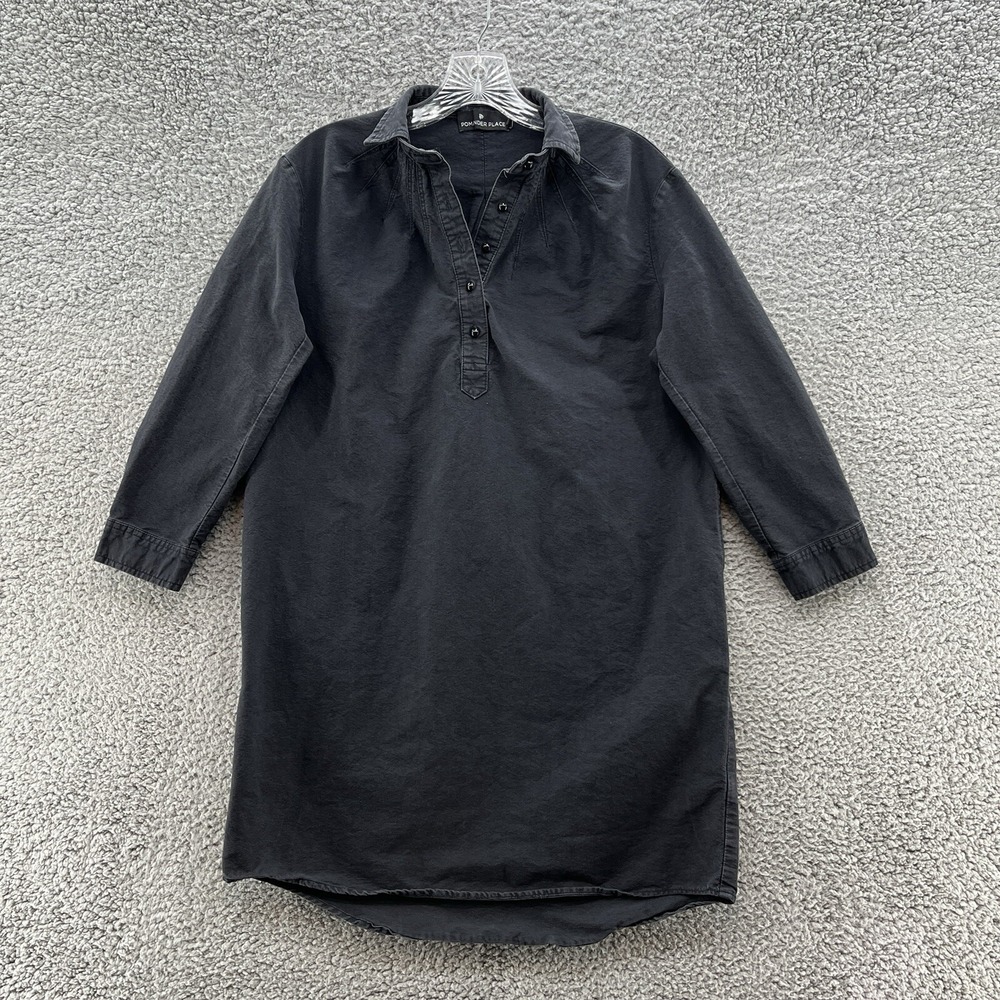 Tuckernuck Pomander Place Dress Women Small Gray Polly Relaxed Shift Shirt Dress